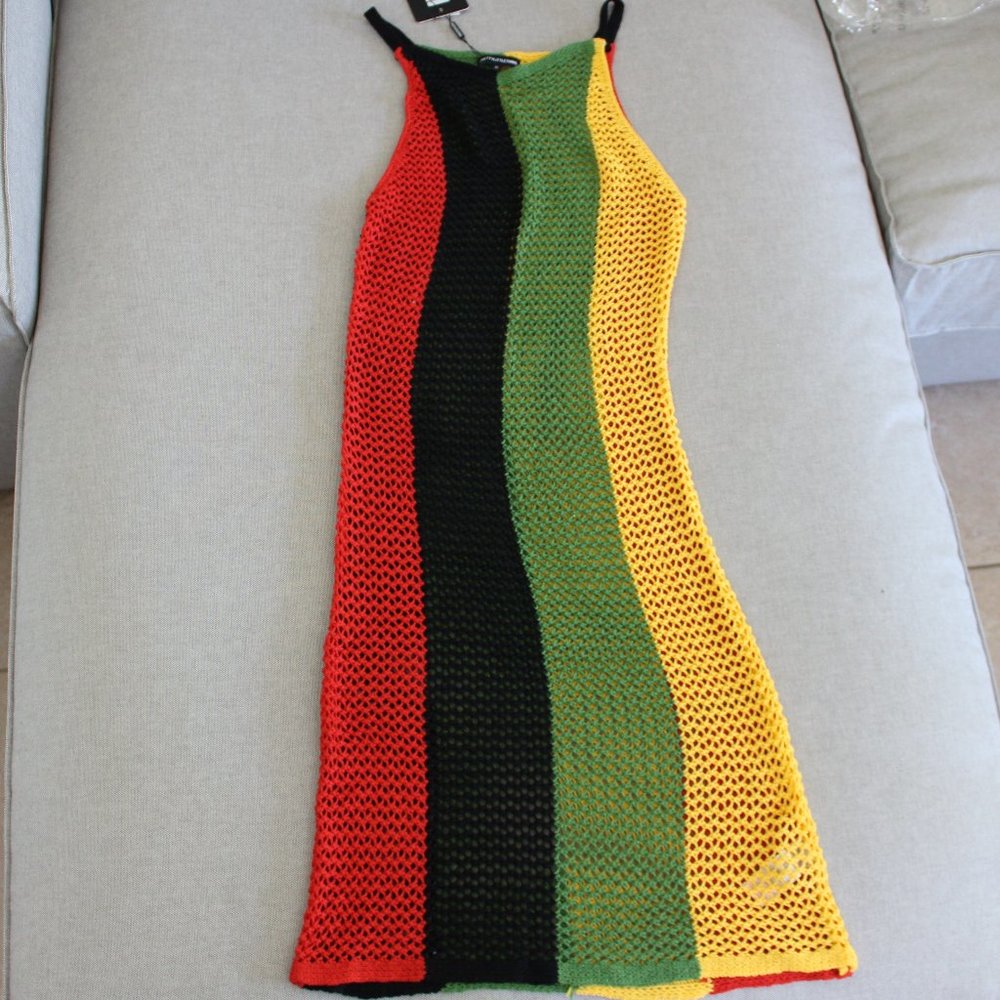 Crochet Striped Knitted Dress